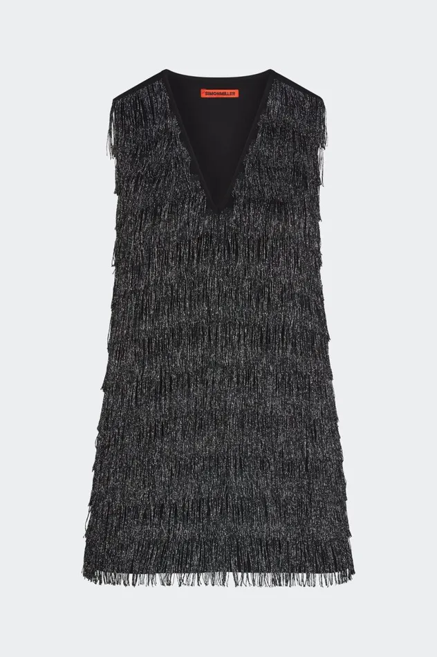 Women Simon Miller Dresses Fountain Fringe Dress In Black Women Simon Miller Dresses Fountain Fringe Dress In Black