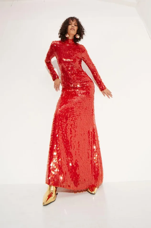 Women Simon Miller Dresses Sequin Sculpty Dress In Chili