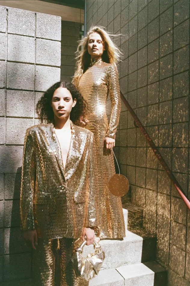 Women Simon Miller Dresses Sequin Sculpty Dress In Star Gold Women Simon Miller Dresses Sequin Sculpty Dress In Star Gold