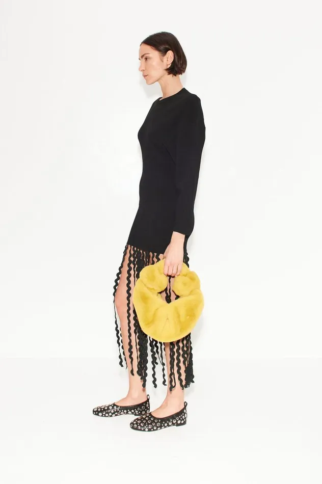 Women Simon Miller Dresses Wallis Knit Fringe Dress In Black Women Simon Miller Dresses Wallis Knit Fringe Dress In Black