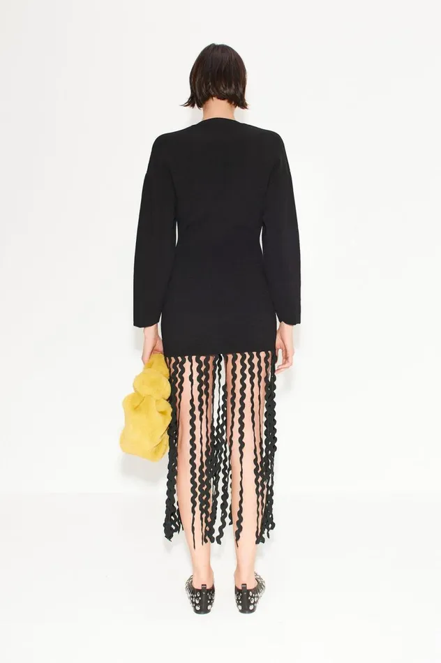 Women Simon Miller Dresses Wallis Knit Fringe Dress In Black Women Simon Miller Dresses Wallis Knit Fringe Dress In Black