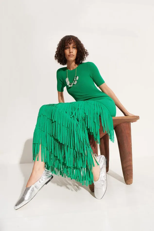 Women Simon Miller Dresses Za Za Fringe Dress In Jade