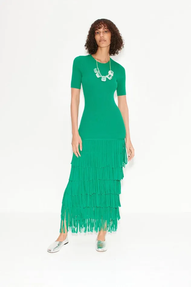 Women Simon Miller Dresses Za Za Fringe Dress In Jade