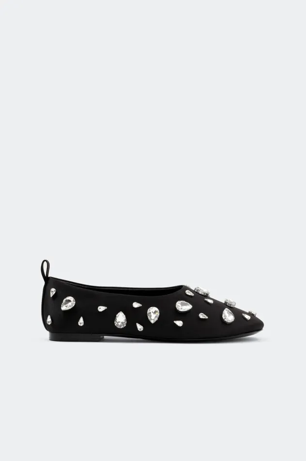 Women Simon Miller Flats Teardrop Crystal Riad Flat In BlackClear