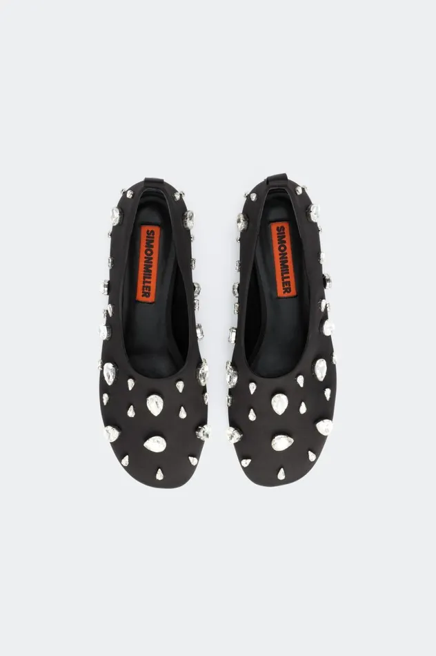Women Simon Miller Flats Teardrop Crystal Riad Flat In BlackClear Women Simon Miller Flats Teardrop Crystal Riad Flat In BlackClear