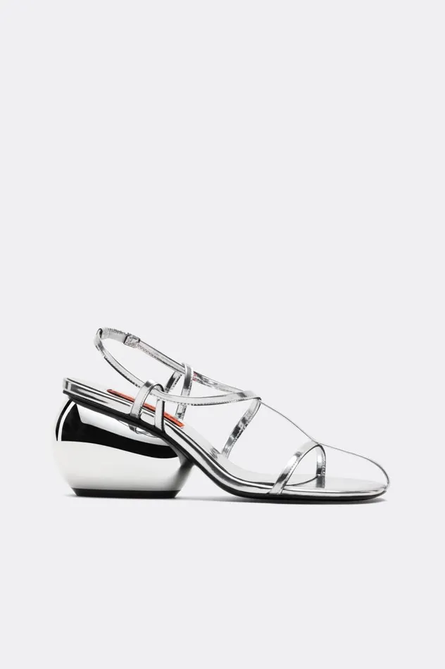 Women Simon Miller Heels Moderno Sandal In Silver Goat Leather