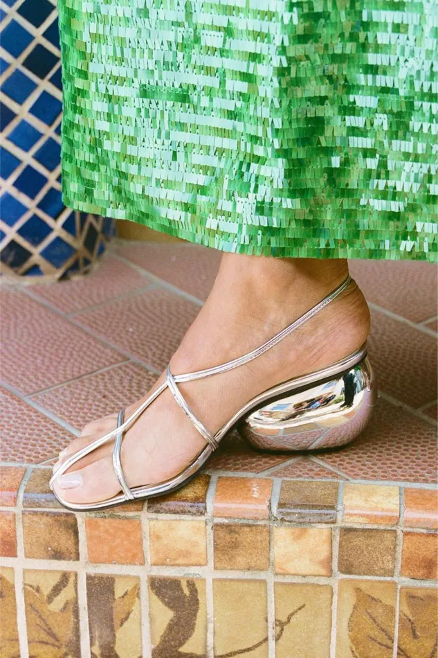 Women Simon Miller Heels Moderno Sandal In Silver Goat Leather Women Simon Miller Heels Moderno Sandal In Silver Goat Leather