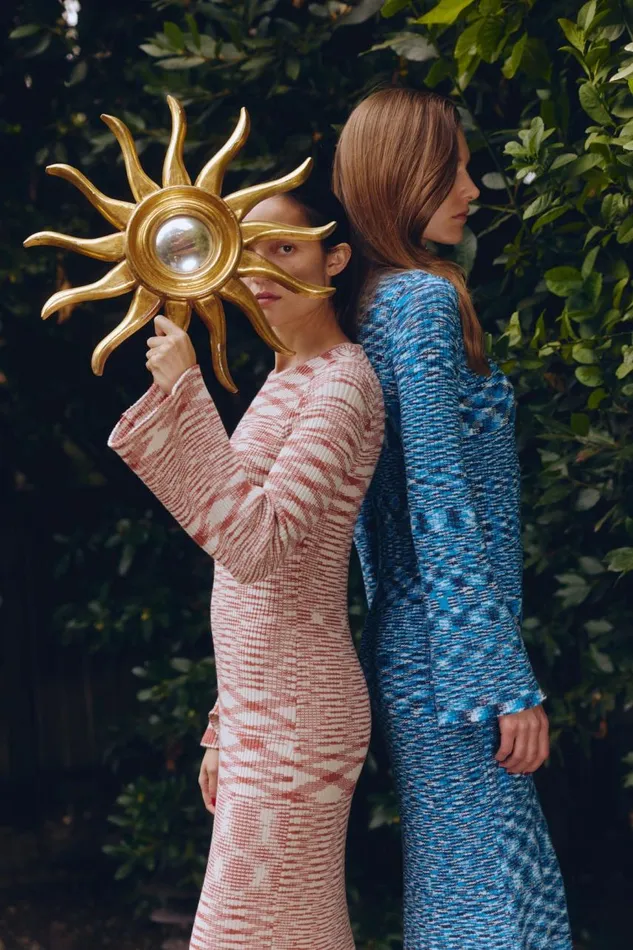 Women Simon Miller Knitwear Axon Knit Dress In RustRice Flour Multi Cotton