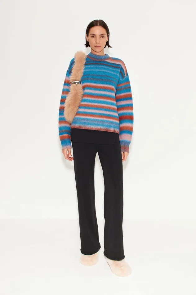Women Simon Miller Knitwear Calder Knit Sweater In Matisse Blue Multi Women Simon Miller Knitwear Calder Knit Sweater In Matisse Blue Multi