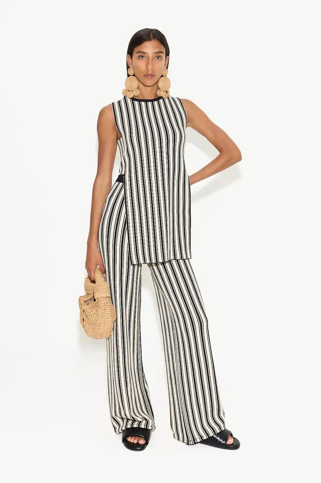 Women Simon Miller Knitwear Knits By Canoga Top In BlackRice Flour Stripe