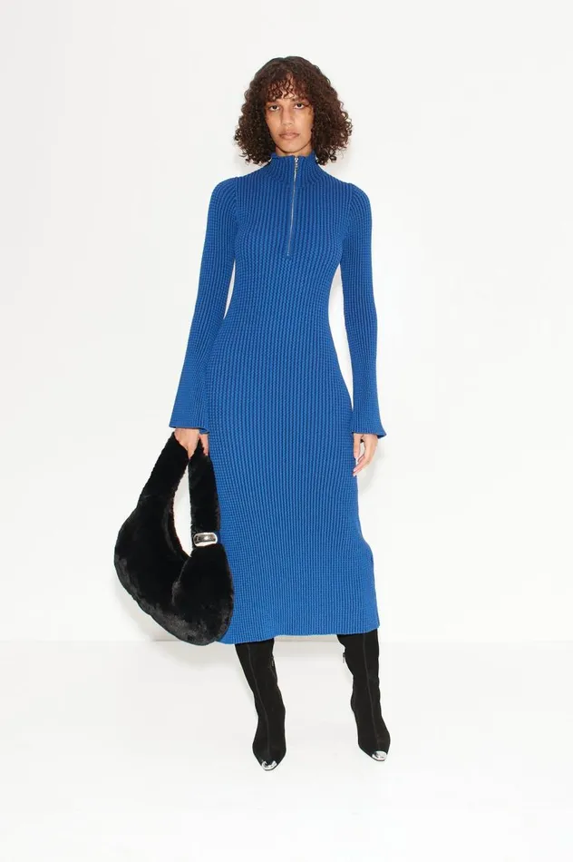 Women Simon Miller Knitwear Simon Miller Zumi Textured Knit Dress In Matisse Blue Women Simon Miller Knitwear Simon Miller Zumi Textured Knit Dress In Matisse Blue