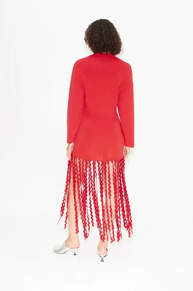 Women Simon Miller Knitwear Wallis Knit Fringe Dress In Cherry Red Women Simon Miller Knitwear Wallis Knit Fringe Dress In Cherry Red