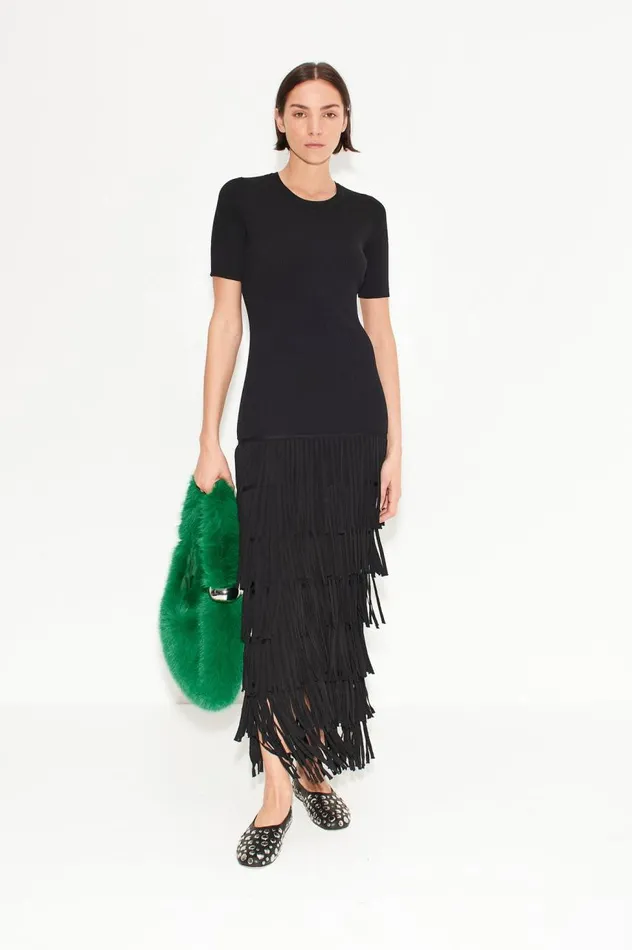 Women Simon Miller Knitwear Za Za Fringe Dress In Black Women Simon Miller Knitwear Za Za Fringe Dress In Black