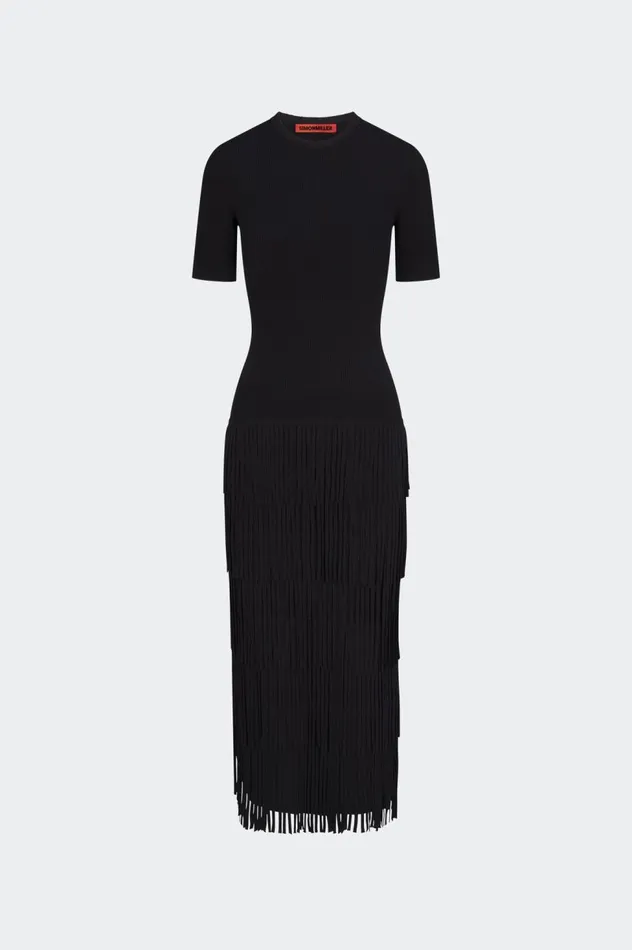 Women Simon Miller Knitwear Za Za Fringe Dress In Black Women Simon Miller Knitwear Za Za Fringe Dress In Black