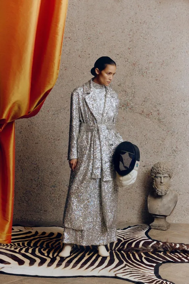 Women Simon Miller Outerwear Rhodes Sequin Trench Coat In Iridescent