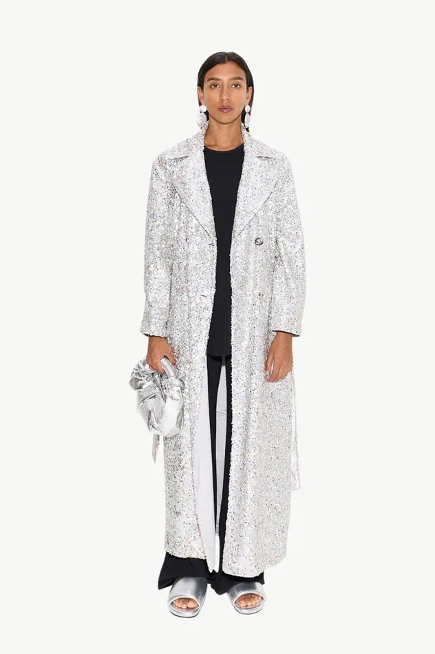 Women Simon Miller Outerwear Rhodes Sequin Trench Coat In Iridescent