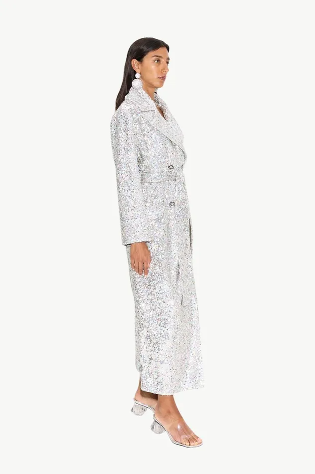 Women Simon Miller Outerwear Rhodes Sequin Trench Coat In Iridescent