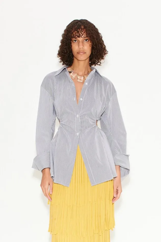 Women Simon Miller Poplin Lolo Poplin Top In Pinstripe Cotton