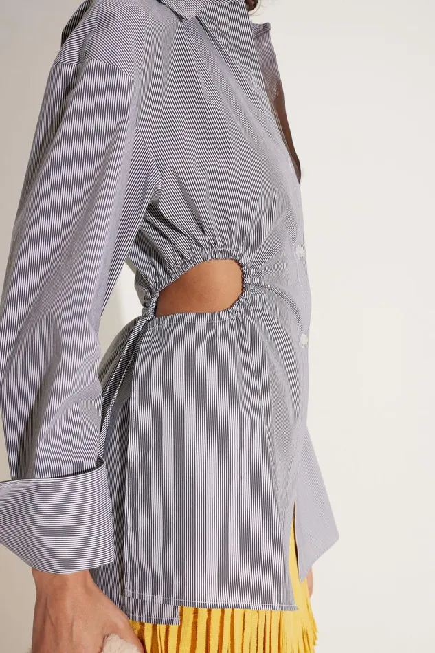 Women Simon Miller Poplin Lolo Poplin Top In Pinstripe Cotton