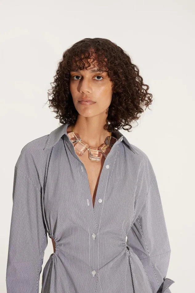 Women Simon Miller Poplin Lolo Poplin Top In Pinstripe Cotton
