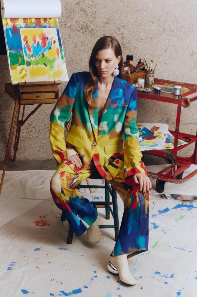 Women Simon Miller Sets Lennox Crepe Jacket In Palette Print Women Simon Miller Sets Lennox Crepe Jacket In Palette Print