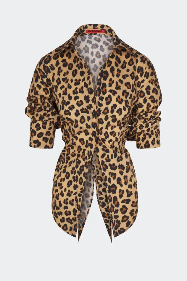Women Simon Miller Sets Loch Poplin Button Up In Cheetah Cotton