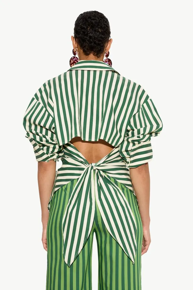 Women Simon Miller Sets Loch Striped Poplin Button Up In Gummy GreenEcru Cotton Women Simon Miller Sets Loch Striped Poplin Button Up In Gummy GreenEcru Cotton