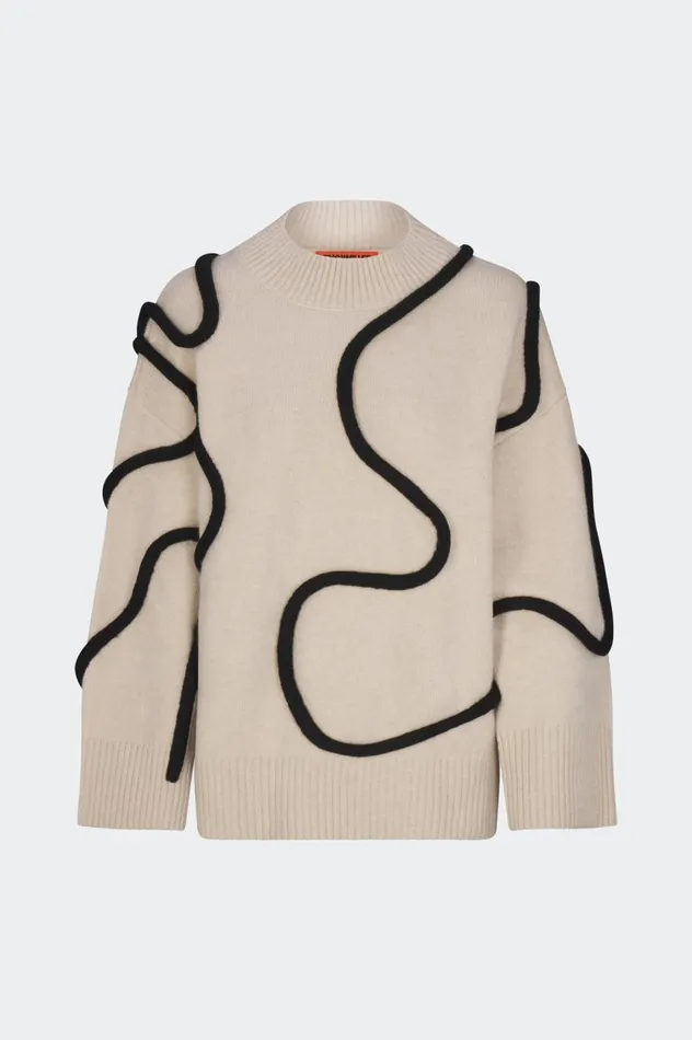 Women Simon Miller Sweaters Simon Miller Leith Squiggle Knit Sweater In CreamBlack