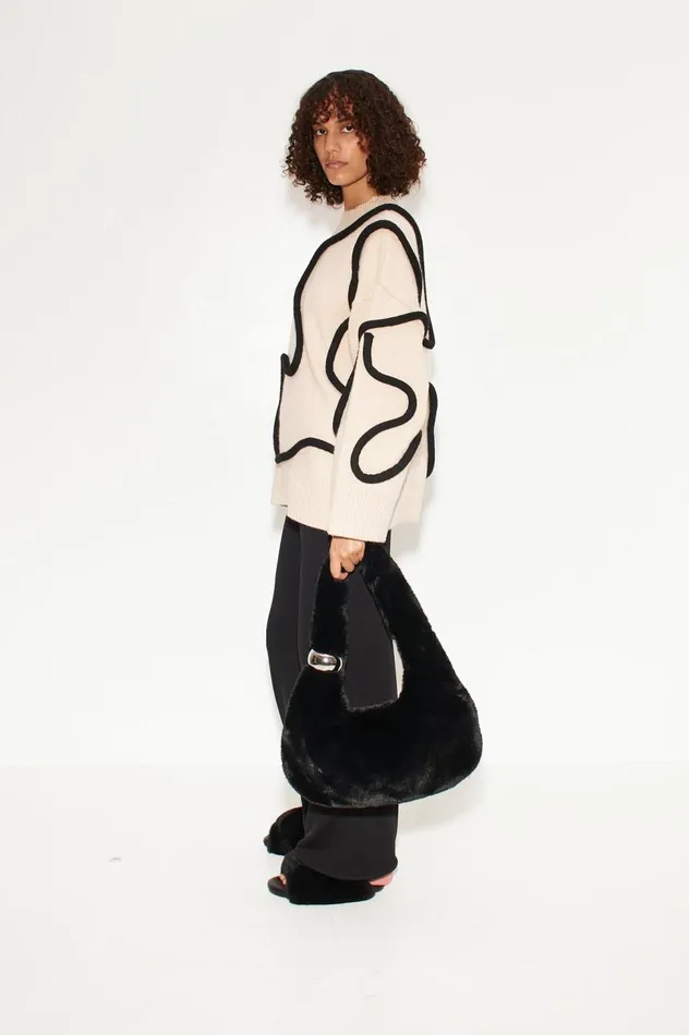 Women Simon Miller Sweaters Simon Miller Leith Squiggle Knit Sweater In CreamBlack Women Simon Miller Sweaters Simon Miller Leith Squiggle Knit Sweater In CreamBlack
