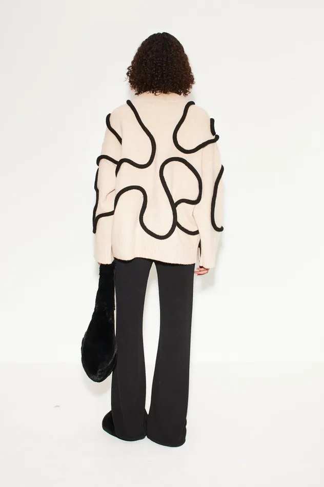Women Simon Miller Sweaters Simon Miller Leith Squiggle Knit Sweater In CreamBlack Women Simon Miller Sweaters Simon Miller Leith Squiggle Knit Sweater In CreamBlack
