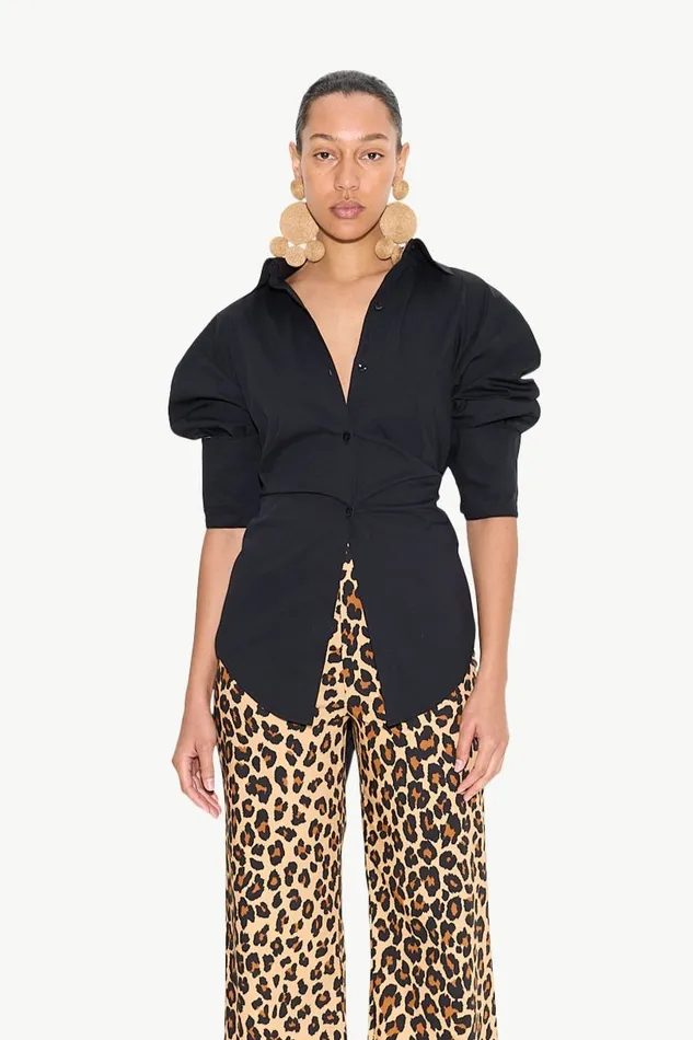 Women Simon Miller Tops Loch Poplin Button Up In Black Cotton