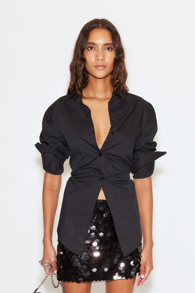 Women Simon Miller Tops Loch Poplin Button Up In Black Cotton Women Simon Miller Tops Loch Poplin Button Up In Black Cotton