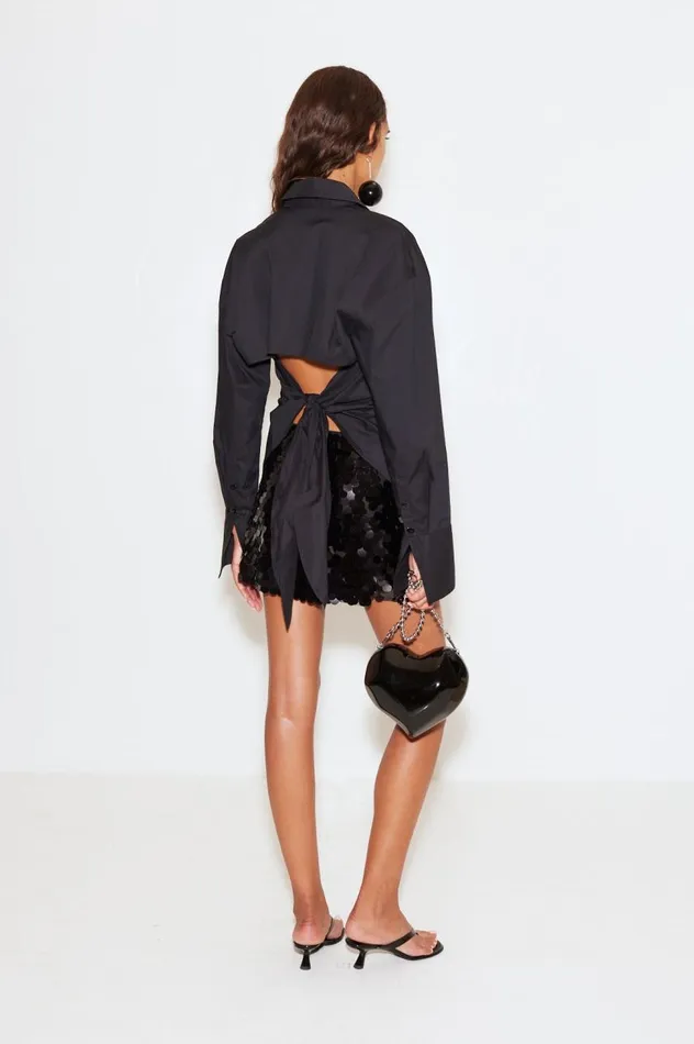 Women Simon Miller Tops Loch Poplin Button Up In Black Cotton Women Simon Miller Tops Loch Poplin Button Up In Black Cotton