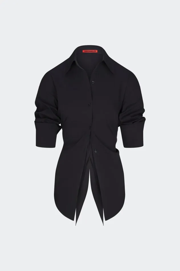 Women Simon Miller Tops Loch Poplin Button Up In Black Cotton Women Simon Miller Tops Loch Poplin Button Up In Black Cotton