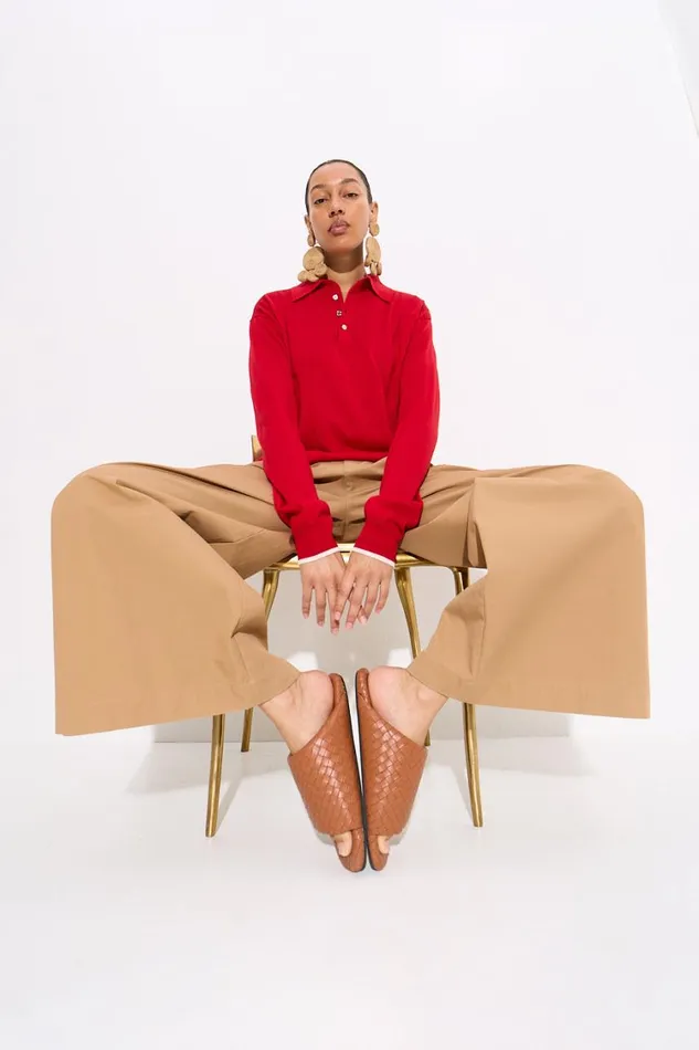 Women Simon Miller Tops Marcel Polo Sweater In Lucky Red Merino Wool