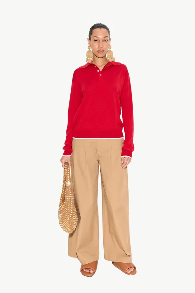 Women Simon Miller Tops Marcel Polo Sweater In Lucky Red Merino Wool