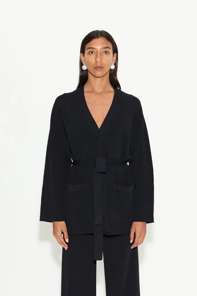 Women Simon Miller Tops Max Belted Knit Cardigan In Black