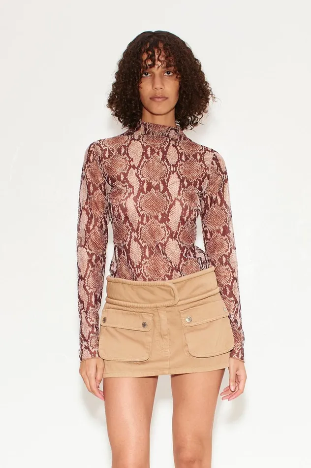 Women Simon Miller Tops Simon Miller Wendel Mesh Top In Snake Print
