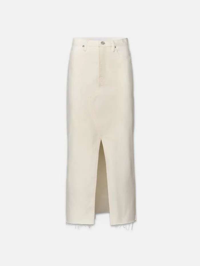 Women Skirts and Shorts FRAME The Midaxi Skirt Angled Seam Raw After 8212 Ecru