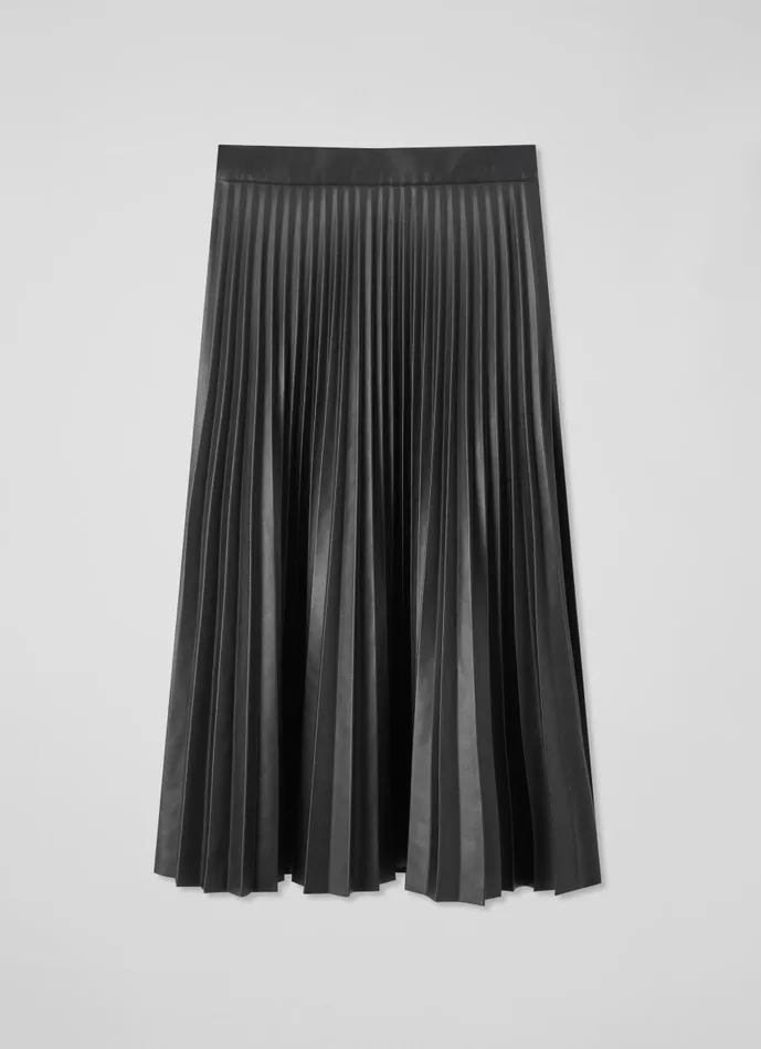 Women Skirts LKBennett Laurie Black Faux Leather Pleated Skirt Black Women Skirts LKBennett Laurie Black Faux Leather Pleated Skirt Black
