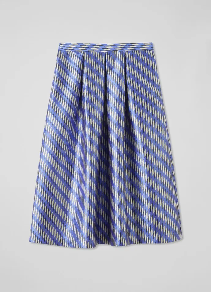 Women Skirts LKBennett Olsen Blue Metallic Geometric Skirt Blue Black Women Skirts LKBennett Olsen Blue Metallic Geometric Skirt Blue Black