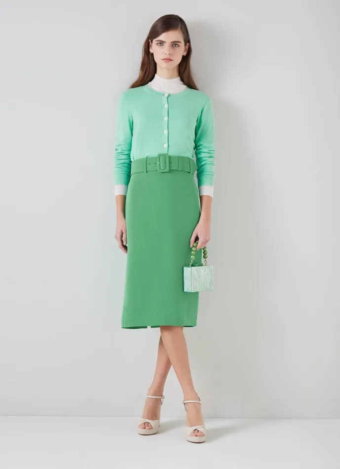 Women Skirts LKBennett Tabitha Green Crepe Pencil Skirt Green