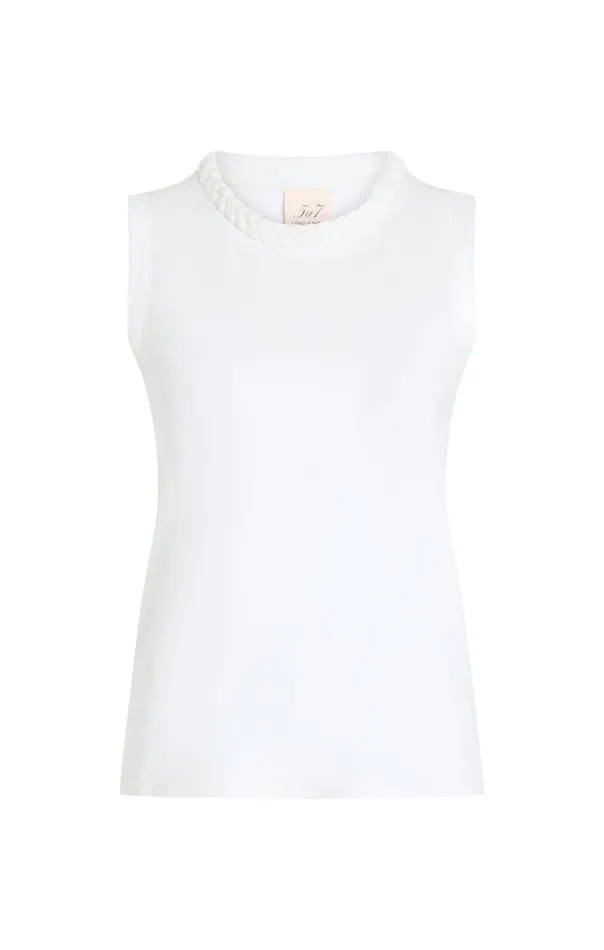Women Sleeveless Braided Tee White Cinq Sept Tank Tops and Camisoles