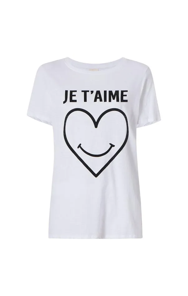 Women Smiling Heart Tee White Cinq Sept Tees