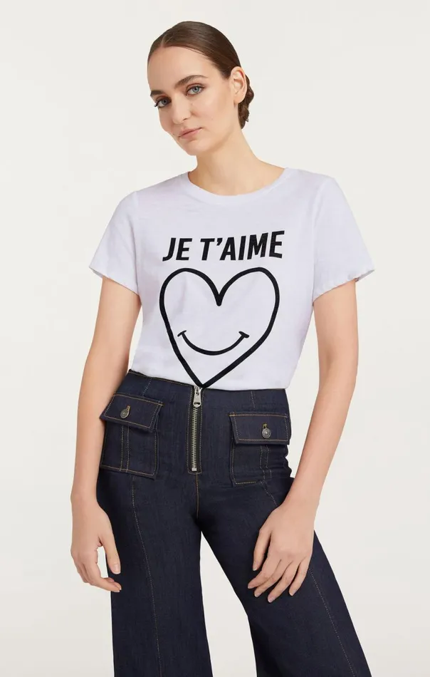 Women Smiling Heart Tee White Cinq Sept Tees