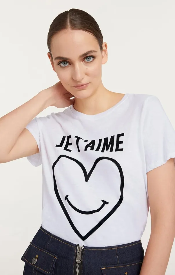 Women Smiling Heart Tee White Cinq Sept Tees