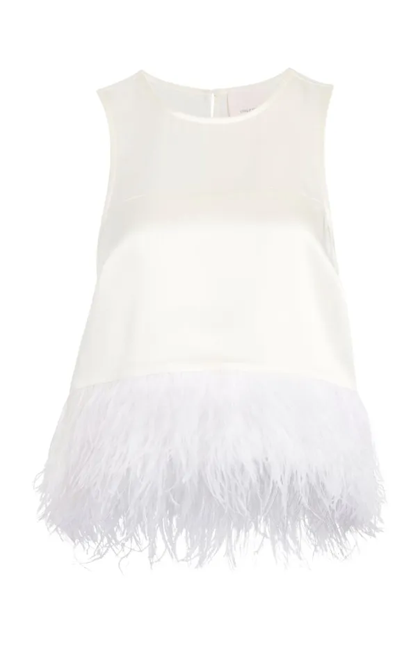 Women Smooth Satin Charisse Top Ivory Cinq Sept Tank Tops and Camisoles