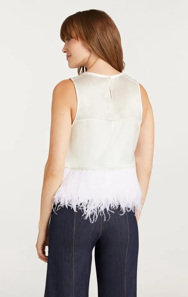 Women Smooth Satin Charisse Top Ivory Cinq Sept Tank Tops and Camisoles