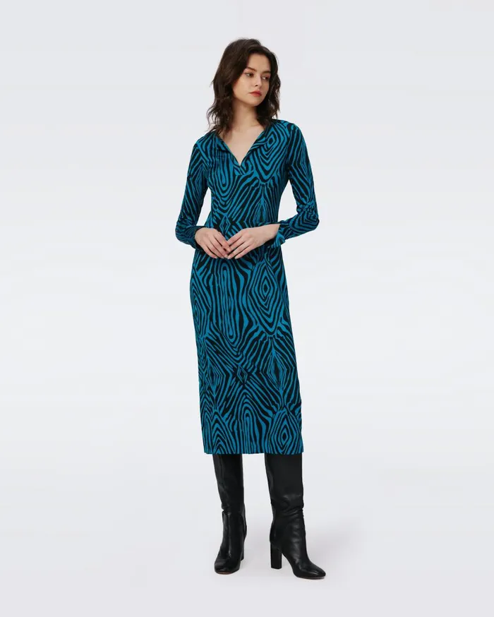 Women Sonca Dress Huge Zebra Blue DVF Dresses