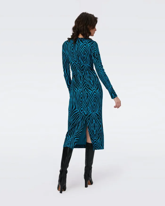 Women Sonca Dress Huge Zebra Blue DVF Dresses
